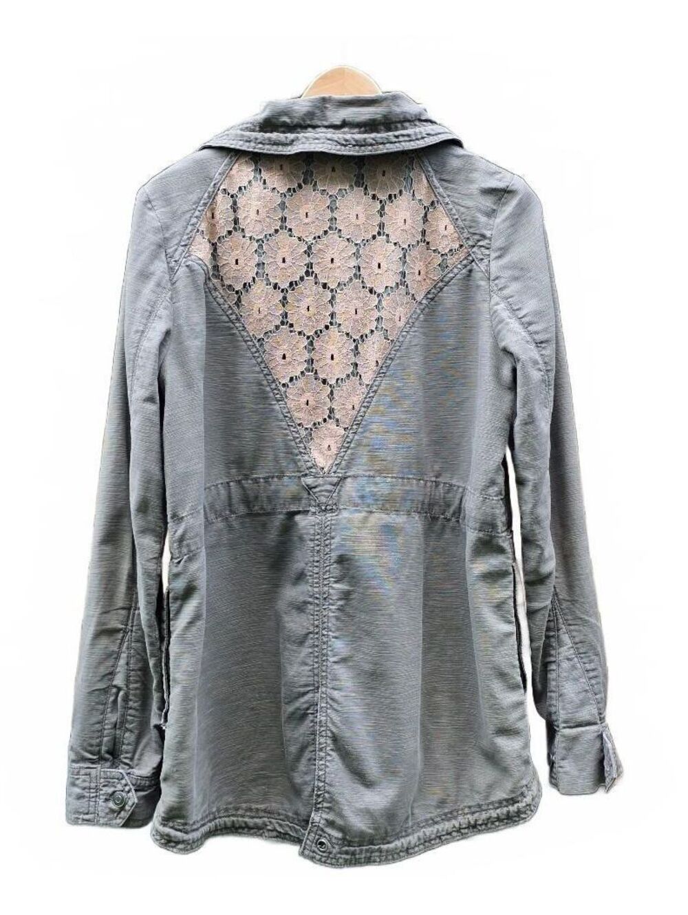 Anthropologie Hei Hei Ravenna Olive Green Daisy Lace Back Utility Size Med